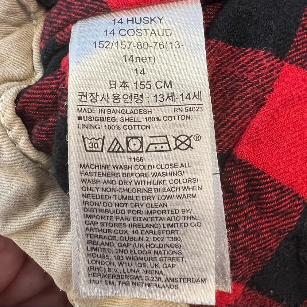 Gap Kids Flannel Lined Chino Pants Size Kids 14 Husky Color Tan